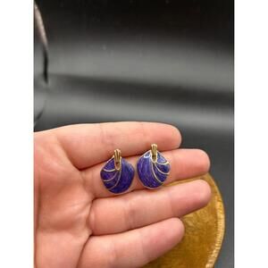 Purple Vintage Enamel Earrings Jewelry